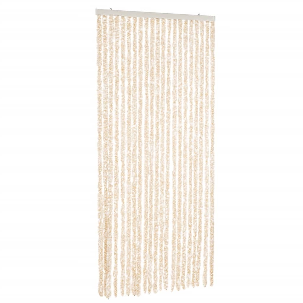 vidaXL Vliegengordijn 100x220 cm chenille beige en wit