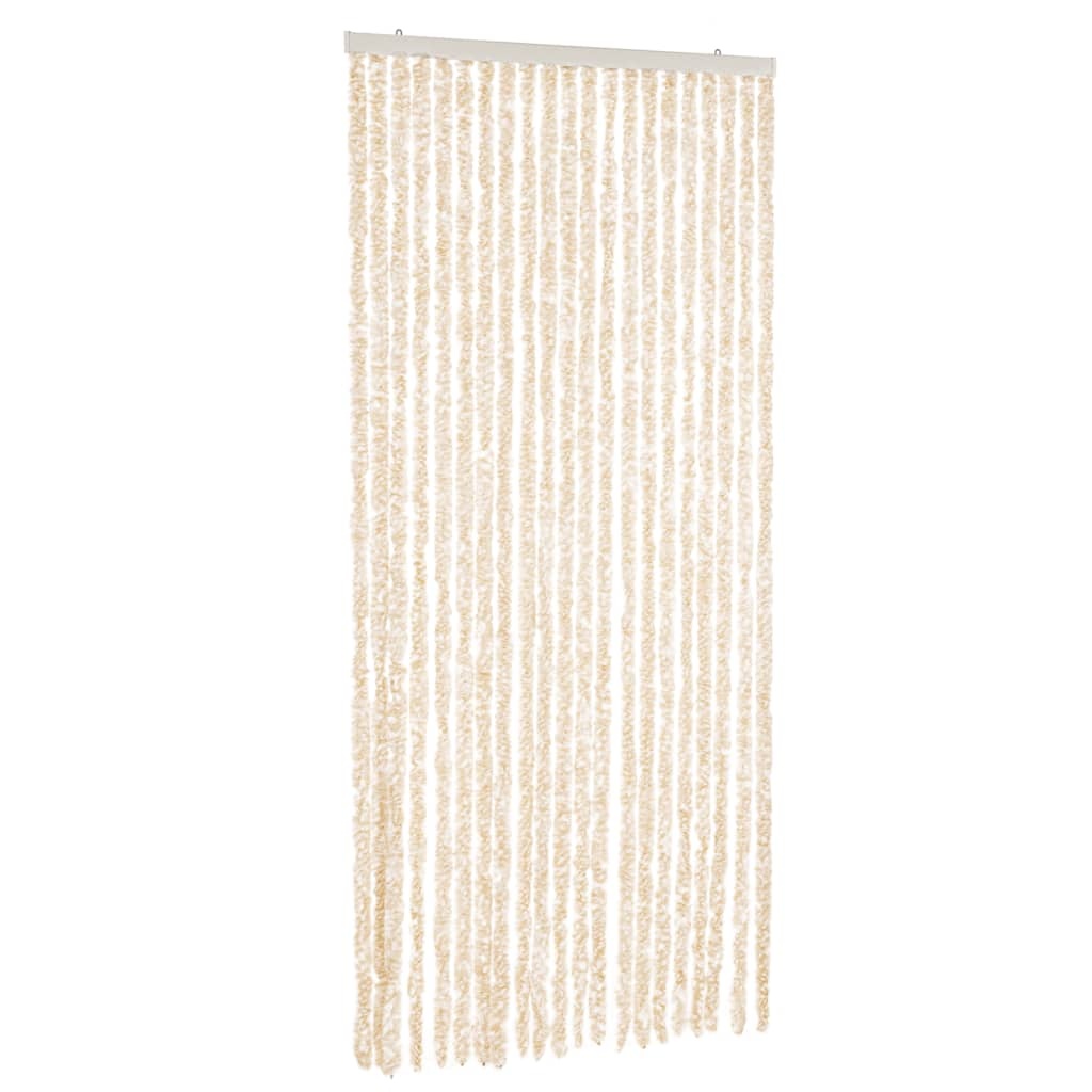 vidaXL Vliegengordijn 100x200 cm chenille beige en wit