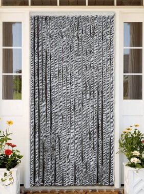 vidaXL Vliegengordijn 100x220 cm chenille grijs en zwart-wit