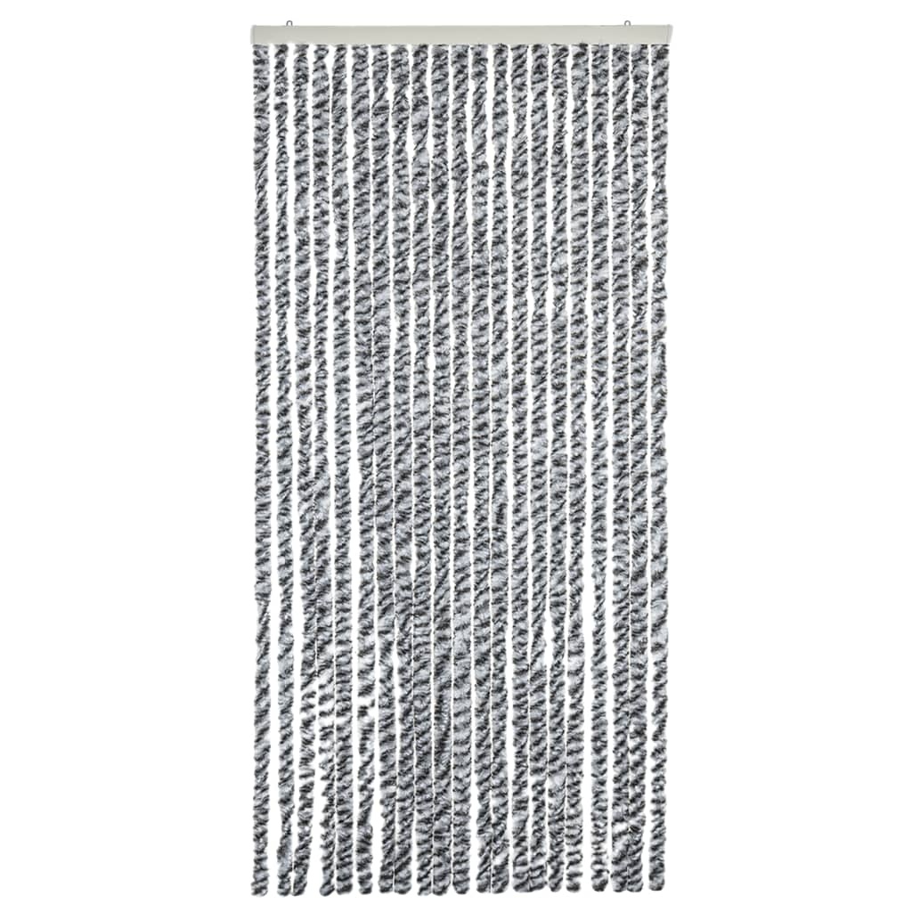 vidaXL Vliegengordijn 90x220 cm chenille grijs en zwart-wit