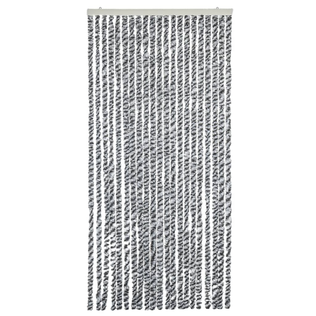 vidaXL Vliegengordijn 56x200 cm chenille grijs en zwart-wit