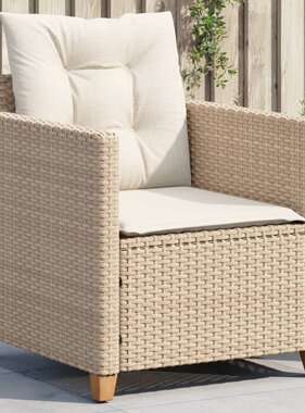 vidaXL Tuinstoel met kussens poly rattan beige