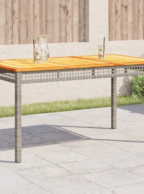 vidaXL Tuintafel 140x80x75 cm poly rattan en acaciahout grijs