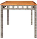 vidaXL Tuintafel 140x80x75 cm poly rattan en acaciahout grijs