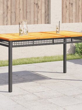 vidaXL Tuintafel 140x80x75 cm poly rattan en acaciahout zwart