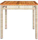 vidaXL Tuintafel 80x80x75 cm poly rattan en acaciahout beige