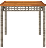 vidaXL Tuintafel 80x80x75 cm poly rattan en acaciahout grijs