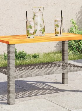 vidaXL Tuintafel 70x38x42 cm poly rattan en acaciahout grijs