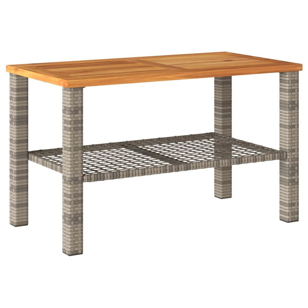 vidaXL Tuintafel 70x38x42 cm poly rattan en acaciahout grijs