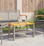 vidaXL Tuintafel 70x38x42 cm poly rattan en acaciahout grijs