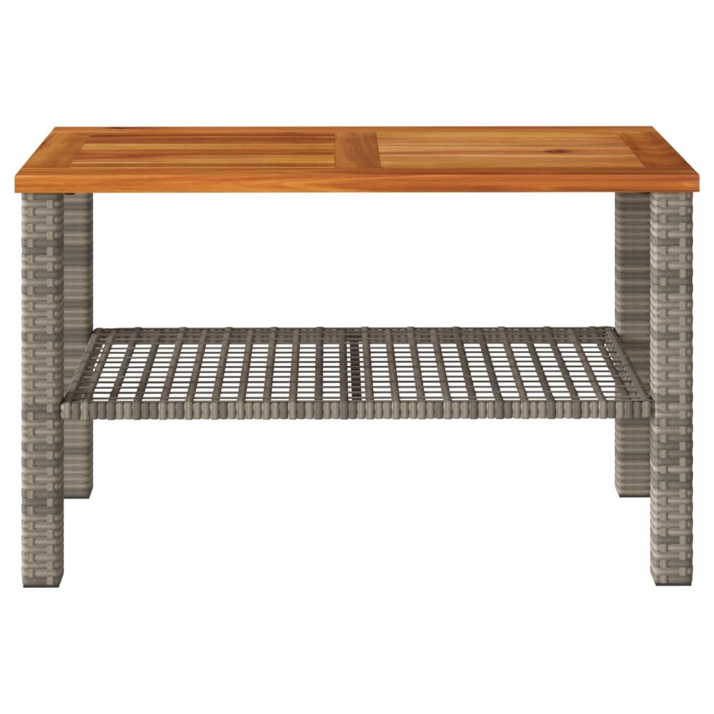 vidaXL Tuintafel 70x38x42 cm poly rattan en acaciahout grijs