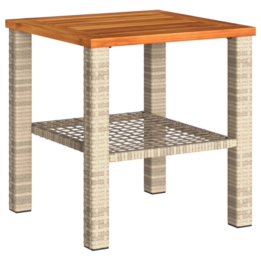 vidaXL Tuintafel 40x40x42 cm poly rattan en acaciahout beige