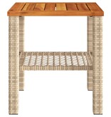 vidaXL Tuintafel 40x40x42 cm poly rattan en acaciahout beige