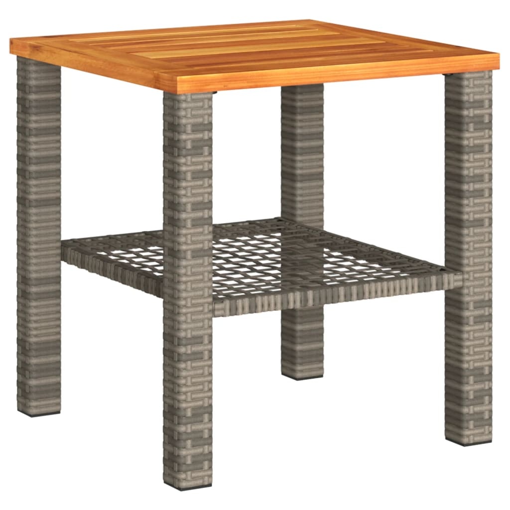 vidaXL Tuintafel 40x40x42 cm poly rattan en acaciahout grijs