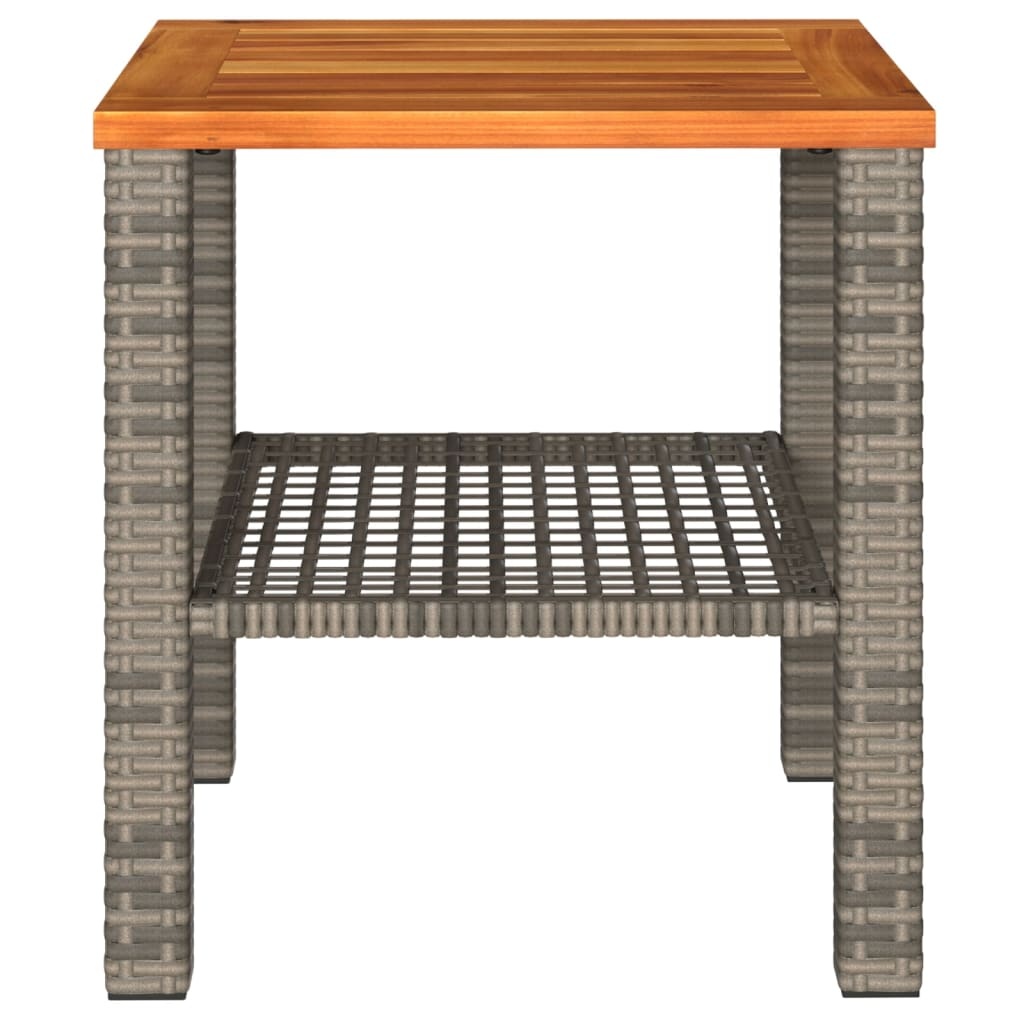 vidaXL Tuintafel 40x40x42 cm poly rattan en acaciahout grijs