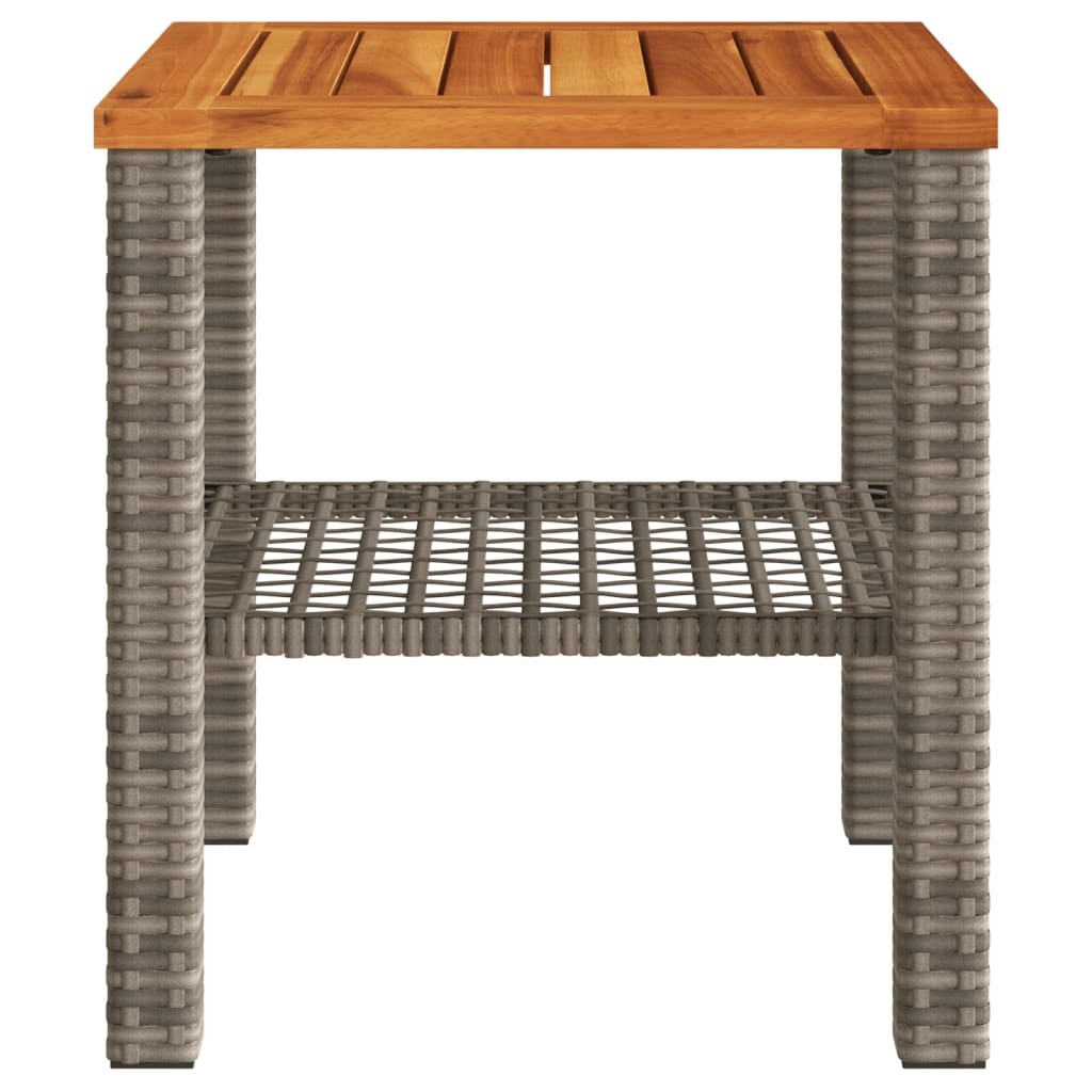 vidaXL Tuintafel 40x40x42 cm poly rattan en acaciahout grijs