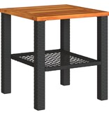 vidaXL Tuintafel 40x40x42 cm poly rattan en acaciahout zwart