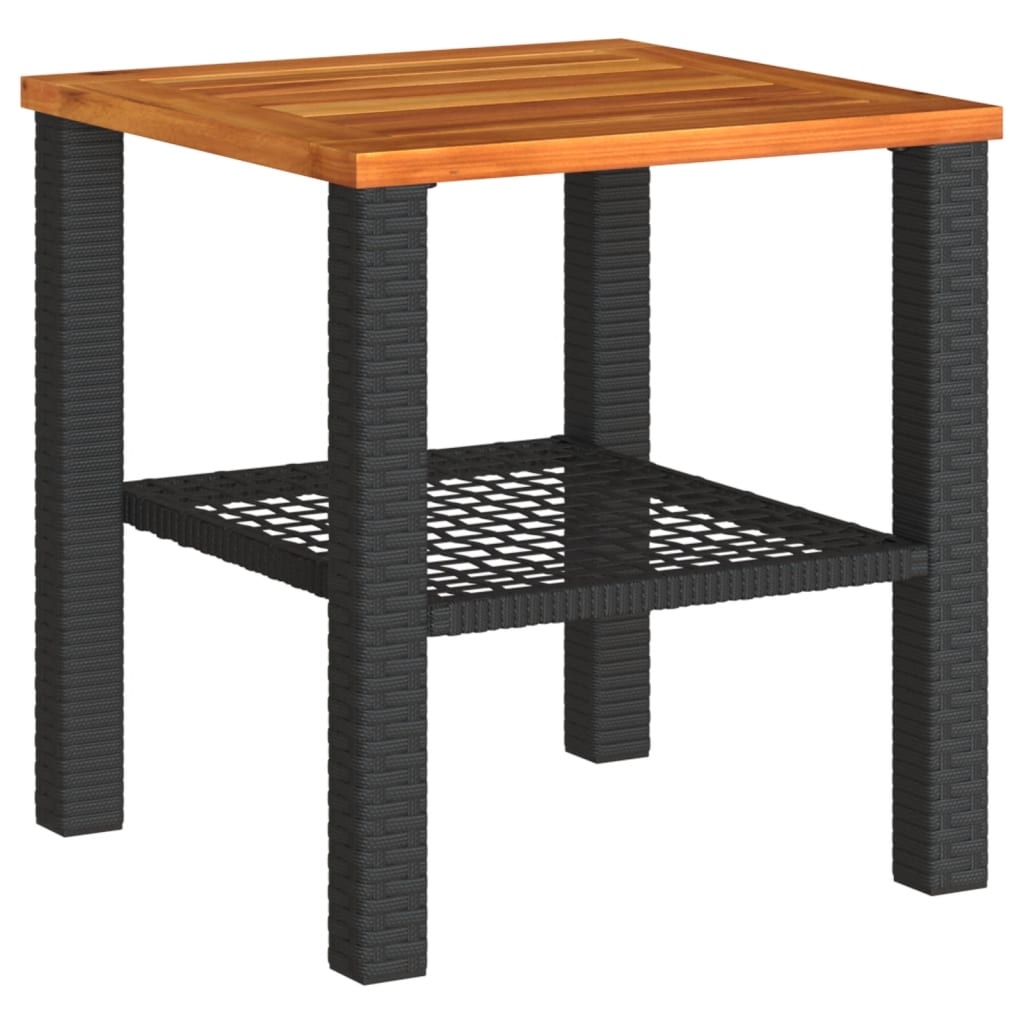 vidaXL Tuintafel 40x40x42 cm poly rattan en acaciahout zwart