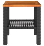 vidaXL Tuintafel 40x40x42 cm poly rattan en acaciahout zwart