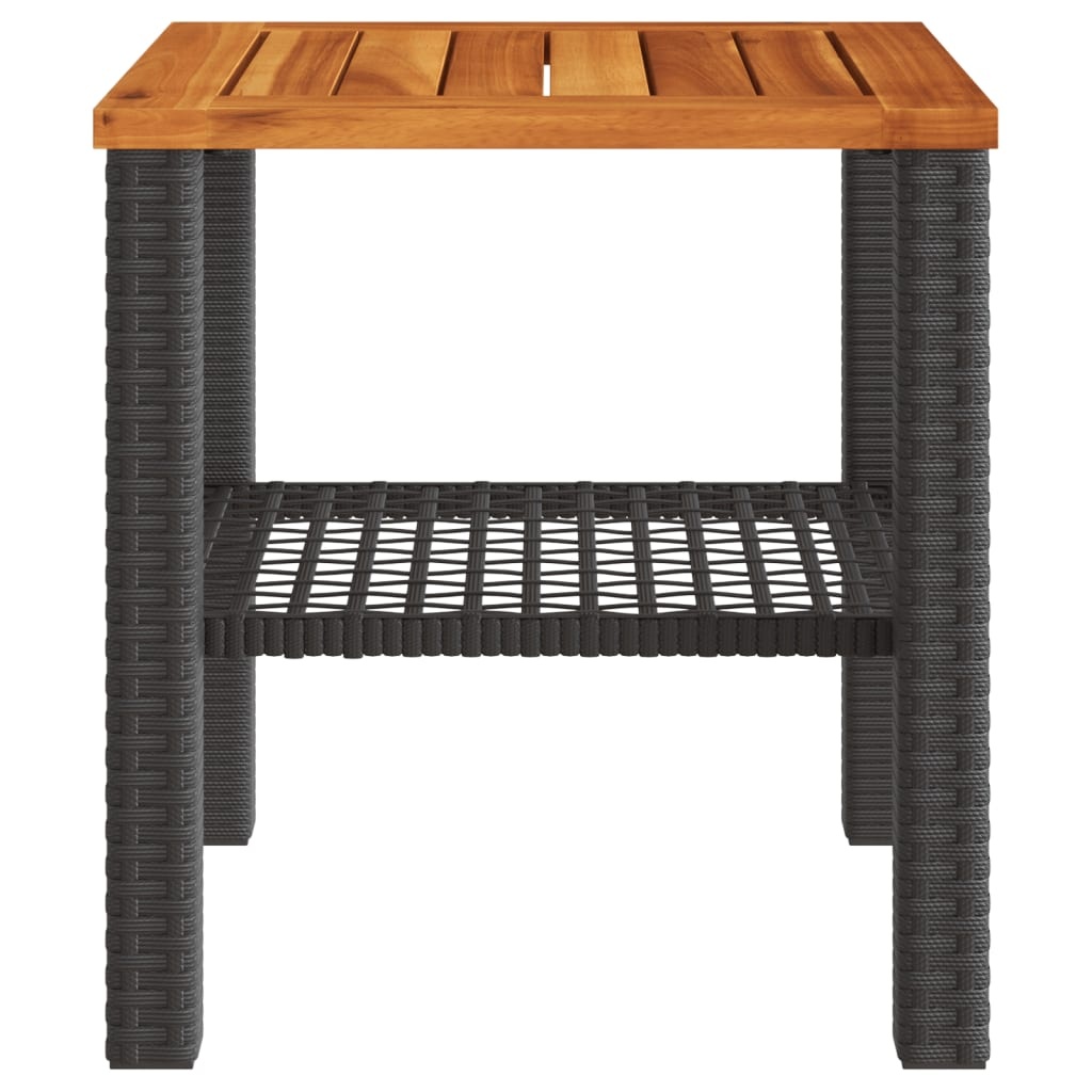 vidaXL Tuintafel 40x40x42 cm poly rattan en acaciahout zwart