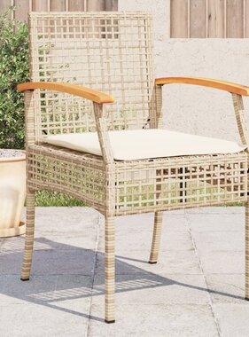 vidaXL Tuinstoelen 4 st met kussens poly rattan en acaciahout beige