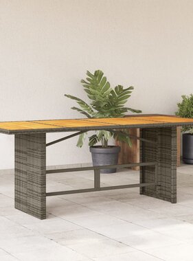 vidaXL Tuintafel met acaciahouten blad 190x80x74 cm poly rattan grijs