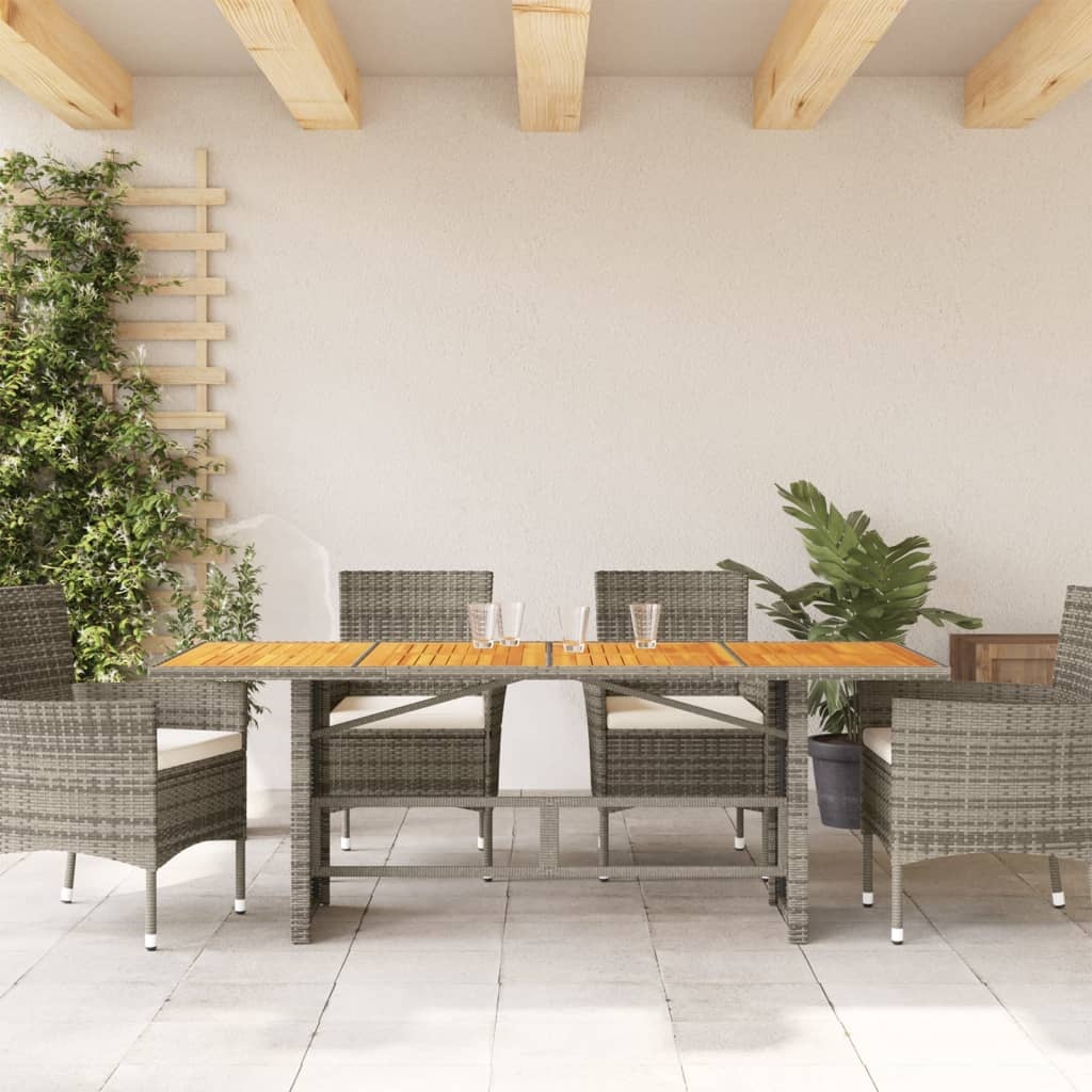 vidaXL Tuintafel met acaciahouten blad 190x80x74 cm poly rattan grijs