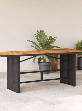 vidaXL Tuintafel met acaciahouten blad 190x80x74 cm poly rattan zwart