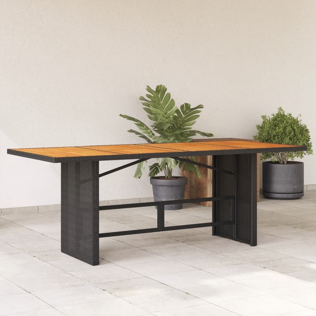 vidaXL Tuintafel met acaciahouten blad 190x80x74 cm poly rattan zwart