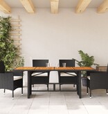 vidaXL Tuintafel met acaciahouten blad 190x80x74 cm poly rattan zwart