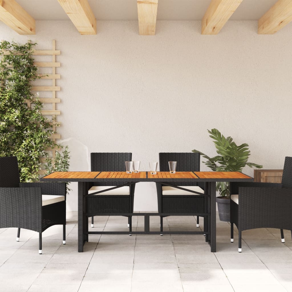 vidaXL Tuintafel met acaciahouten blad 190x80x74 cm poly rattan zwart