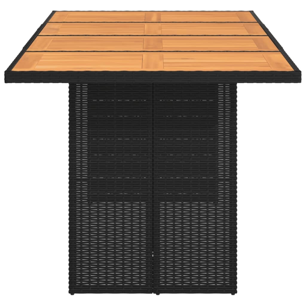 vidaXL Tuintafel met acaciahouten blad 190x80x74 cm poly rattan zwart