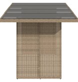 vidaXL Tuintafel met glazen blad 190x80x74 cm poly rattan beige