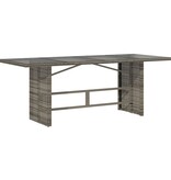 vidaXL Tuintafel met glazen blad 190x80x74 cm poly rattan grijs