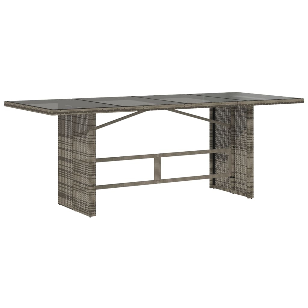 vidaXL Tuintafel met glazen blad 190x80x74 cm poly rattan grijs