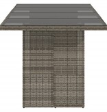 vidaXL Tuintafel met glazen blad 190x80x74 cm poly rattan grijs