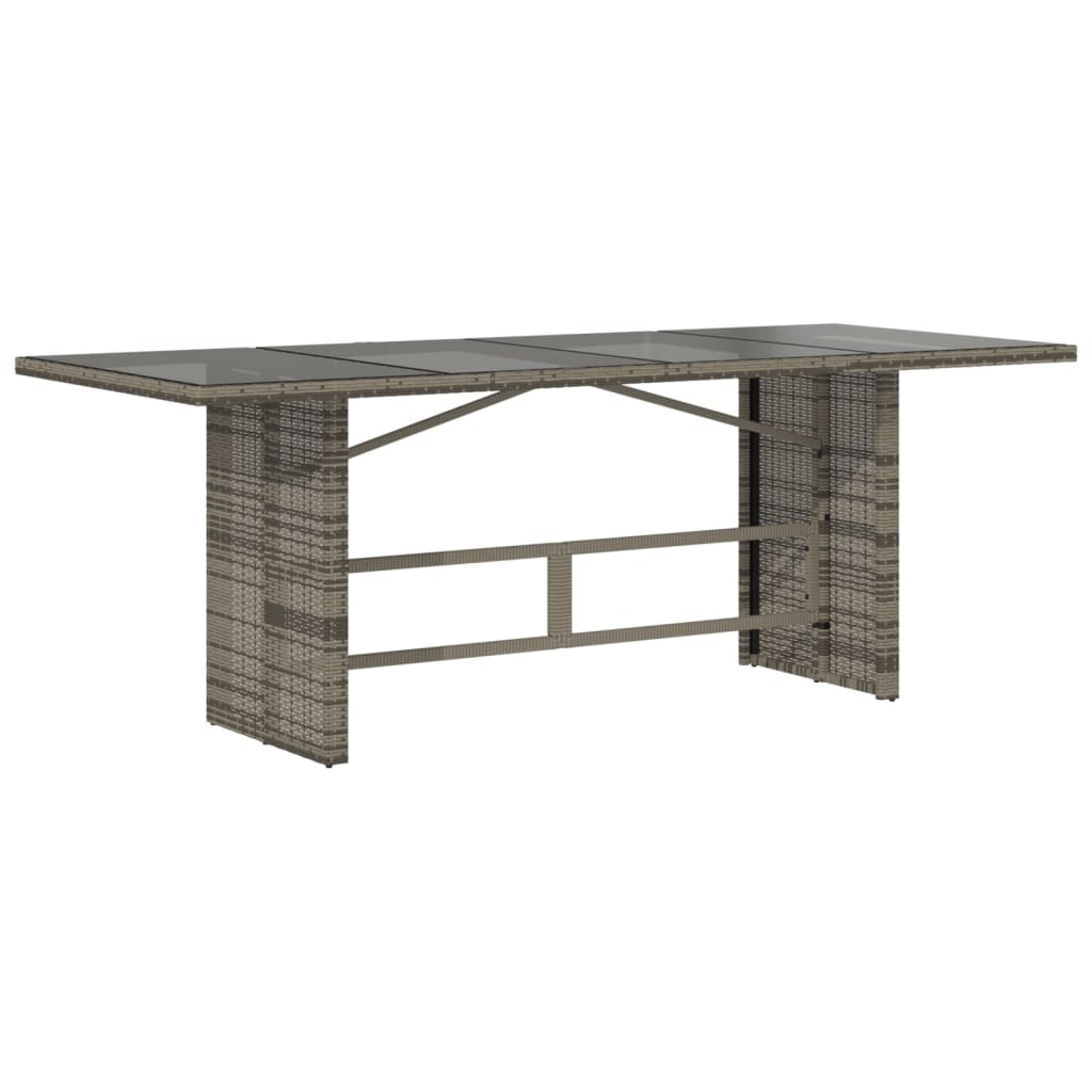 vidaXL Tuintafel met glazen blad 190x80x74 cm poly rattan grijs