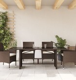 vidaXL Tuintafel met glazen blad 190x80x74 cm poly rattan bruin