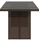 vidaXL Tuintafel met glazen blad 190x80x74 cm poly rattan bruin