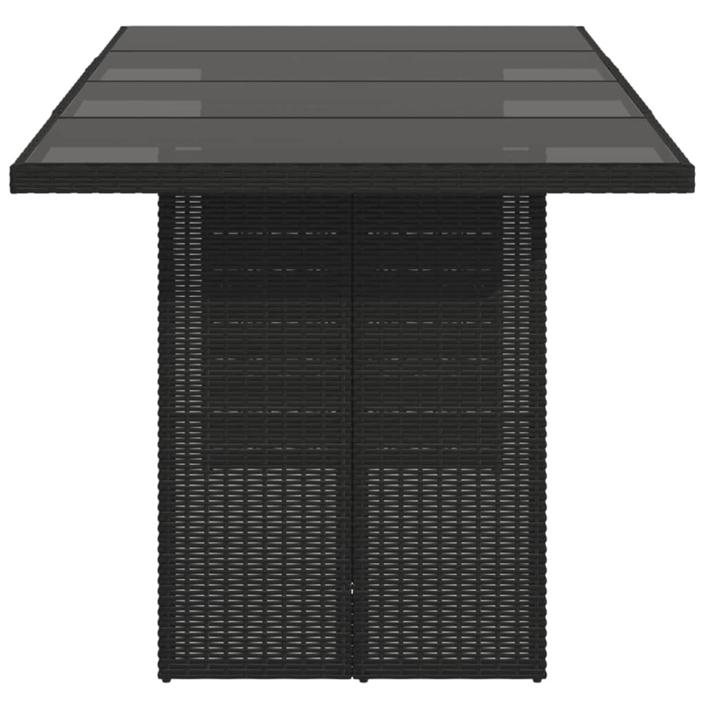 vidaXL Tuintafel met glazen blad 190x80x74 cm poly rattan zwart