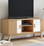 vidaXL Tv-meubel OLDEN 114x43x57 cm massief grenenhout wit en bruin