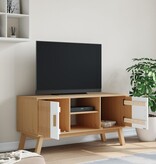 vidaXL Tv-meubel OLDEN 114x43x57 cm massief grenenhout wit en bruin