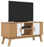 vidaXL Tv-meubel OLDEN 114x43x57 cm massief grenenhout wit en bruin