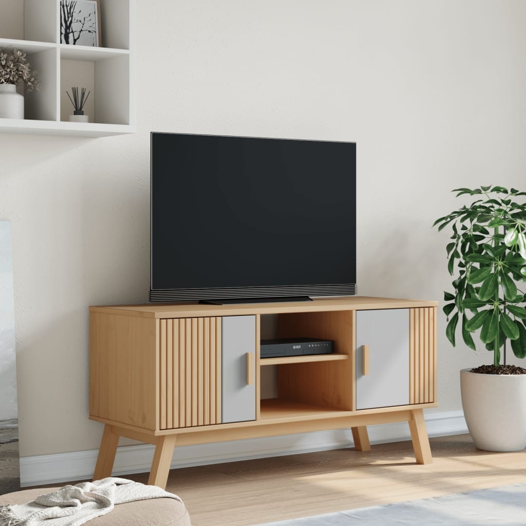 vidaXL Tv-meubel OLDEN 114x43x57 cm grenenhout grijs en bruin