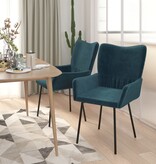 vidaXL Eetkamerstoelen 2 st fluweel blauw