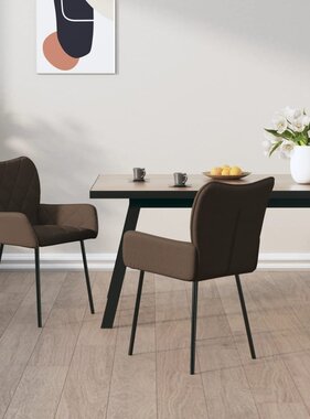 vidaXL Eetkamerstoelen draaibaar 2 st stof taupe