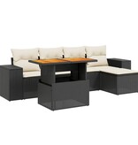 vidaXL 6-delige Loungeset met kussens poly rattan zwart