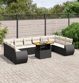 vidaXL 11-delige Loungeset met kussens poly rattan zwart