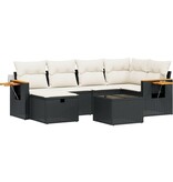 vidaXL 7-delige Loungeset met kussens poly rattan zwart