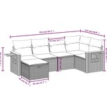 vidaXL 6-delige Loungeset met kussens poly rattan beige